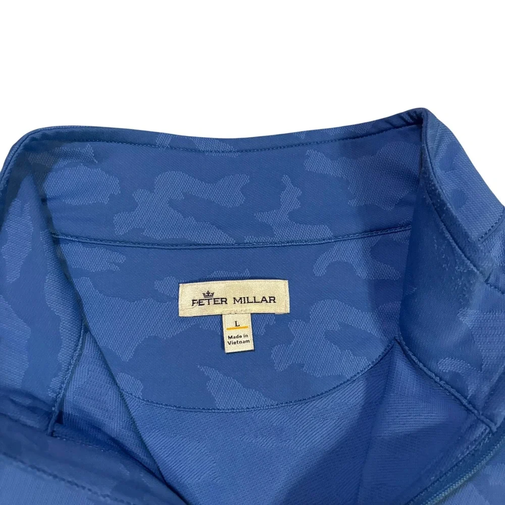 Peter Millar Royal Blue Camo Quarter-Zip Sweater